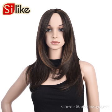 Wholesale Ombre Ash Blonde Color Machine Made Wig For Black Women Daily Use Heat Resistant Synthetic Body Wave Haircut Wigs